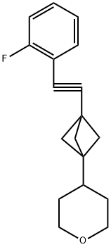 4-(3-((2-fluorophenyl)ethynyl)bicyclo[1.1.1]pentan-1-yl)tetrahydro-2H-pyran Structure