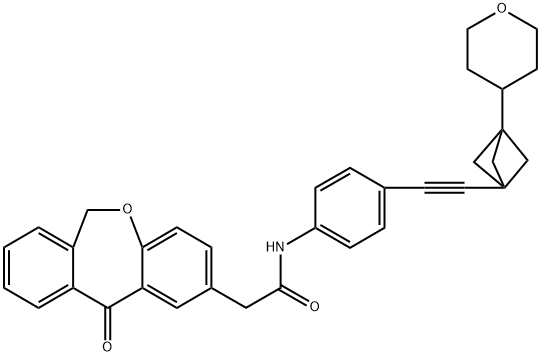 2-(11-oxo-6,11-dihydrodibenzo[b,e]oxepin-2-yl)-N-(4-((3-(tetrahydro-2H-pyran-4-yl)bicyclo[1.1.1]pentan-1-yl)ethynyl)phenyl)acetamide|