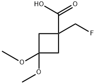 1-(氟甲基)-3,3-二甲氧基环丁烷羧酸,2795269-24-6,结构式