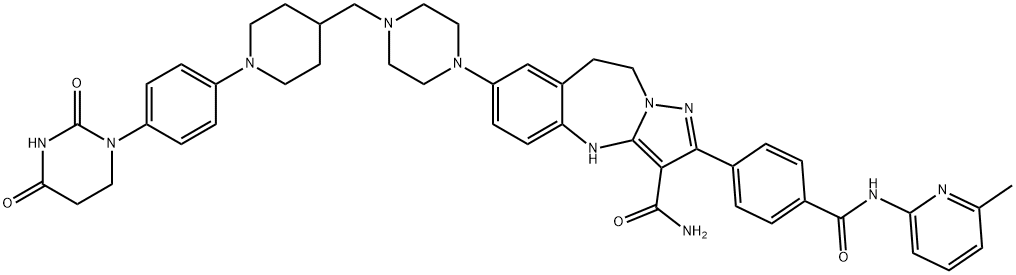 7-(4-((1-(4-(2,4-dioxotetrahydropyrimidin-1(2H)-yl)phenyl)piperidin-4-yl)methyl)piperazin-1-yl)-2-(4-((6-methylpyridin-2-yl)carbamoyl)phenyl)-9,10-dihydro-4H-benzo[d]pyrazolo[1,5-a][1,3]diazepine-3-carboxamide|