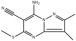 7-Amino-2,3-dimethyl-5-(methylthio)pyrazolo[1,5-a]pyrimidine-6-carbonitrile 化学構造式