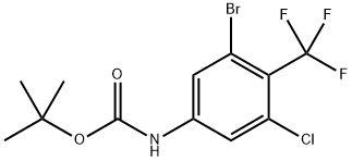 (3-溴-5-氯-4-(三氟甲基)苯基)氨基甲酸叔丁酯 结构式