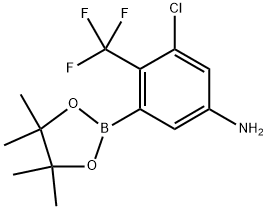 3-氯-5-(4,4,5,5-四甲基-1,3,2-二氧苯并呋喃-2-基)-4-(三氟甲基)苯胺, 2803281-62-9, 结构式