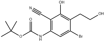 (5-溴-2-氰基-3-羟基-4-(2-羟乙基)苯基)氨基甲酸叔丁酯 结构式