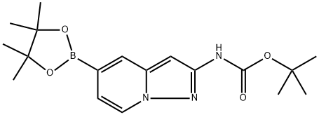 (5-(4,4,5,5-四甲基-1,3,2-二氧硼杂环戊烷-2-基)吡唑并[1,5-A]吡啶-2-基)氨基甲酸叔丁酯, 2810050-47-4, 结构式