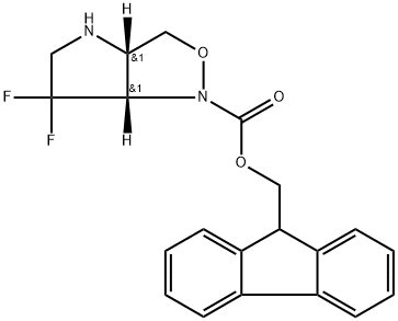 (9H-芴-9-基)甲基(3AS,6AS)-6,6-二氟六氢-1H-吡咯并[3,2-C]异噁唑-1-羧酸酯 结构式
