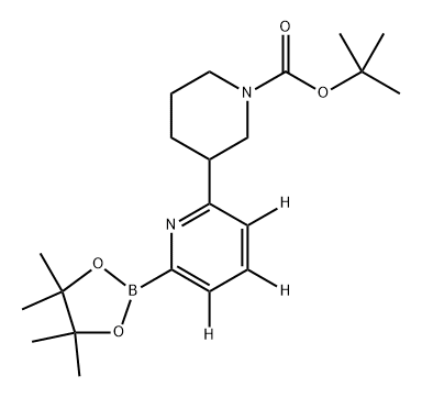 tert-butyl 3-(6-(4,4,5,5-tetramethyl-1,3,2-dioxaborolan-2-yl)pyridin-2-yl-3,4,5-d3)piperidine-1-carboxylate 化学構造式