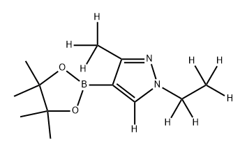 1-(ethyl-d5)-3-(methyl-d3)-4-(4,4,5,5-tetramethyl-1,3,2-dioxaborolan-2-yl)-1H-pyrazole-5-d 化学構造式