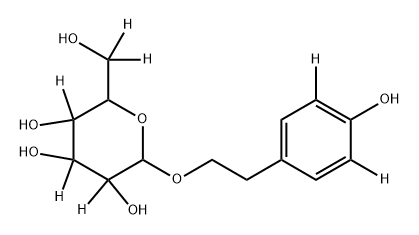 2-(hydroxymethyl-d2)-6-(hydroxyphenethoxy)tetrahydro-2H-pyran-3,4,5-d3-3,4,5-triol 化学構造式