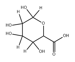 3,4,5,6-tetrahydroxytetrahydro-2H-pyran-2-carboxylic-3,4,5,6-d4 acid 化学構造式
