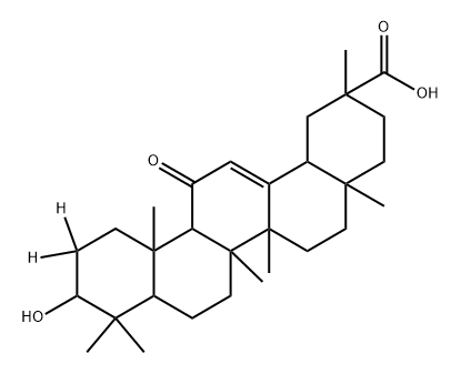 10-hydroxy-2,4a,6a,6b,9,9,12a-heptamethyl-13-oxo-1,2,3,4,4a,5,6,6a,6b,7,8,8a,9,10,11,12,12a,12b,13,14b-icosahydropicene-2-carboxylic-11,11-d2 acid 化学構造式