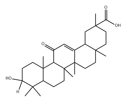 10-hydroxy-2,4a,6a,6b,9,9,12a-heptamethyl-13-oxo-1,2,3,4,4a,5,6,6a,6b,7,8,8a,9,10,11,12,12a,12b,13,14b-icosahydropicene-2-carboxylic-10-d acid 化学構造式