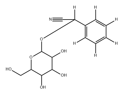 2-(phenyl-d5)-2-((3,4,5-trihydroxy-6-(hydroxymethyl)tetrahydro-2H-pyran-2-yl)oxy)acetonitrile-d 化学構造式