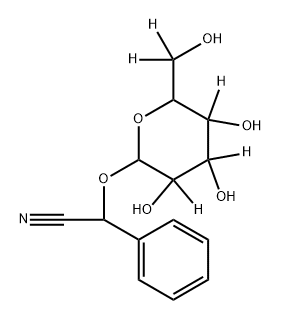 2-phenyl-2-((3,4,5-trihydroxy-6-(hydroxymethyl-d2)tetrahydro-2H-pyran-2-yl-3,4,5-d3)oxy)acetonitrile 结构式