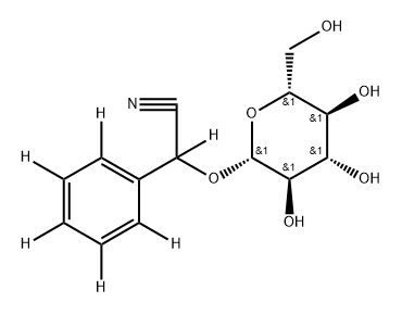 2-(phenyl-d5)-2-(((2R,3R,4S,5S,6R)-3,4,5-trihydroxy-6-(hydroxymethyl)tetrahydro-2H-pyran-2-yl)oxy)acetonitrile-d Structure