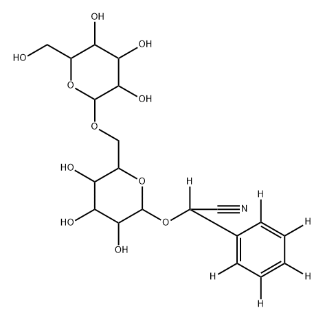 2-(phenyl-d5)-2-((3,4,5-trihydroxy-6-(((3,4,5-trihydroxy-6-(hydroxymethyl)tetrahydro-2H-pyran-2-yl)oxy)methyl)tetrahydro-2H-pyran-2-yl)oxy)acetonitrile-d Structure