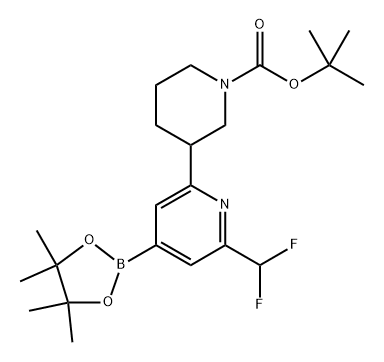 tert-butyl 3-(6-(difluoromethyl)-4-(4,4,5,5-tetramethyl-1,3,2-dioxaborolan-2-yl)pyridin-2-yl)piperidine-1-carboxylate 化学構造式