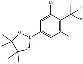 2-(3-bromo-5-fluoro-4-(trifluoromethyl)phenyl)-4,4,5,5-tetramethyl-1,3,2-dioxaborolane Structure