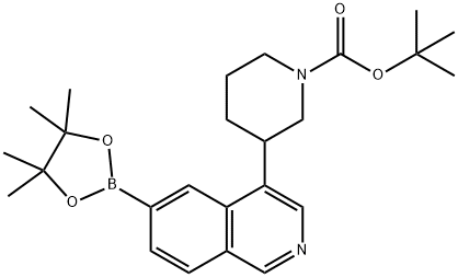 tert-butyl 3-(6-(4,4,5,5-tetramethyl-1,3,2-dioxaborolan-2-yl)isoquinolin-4-yl)piperidine-1-carboxylate Structure