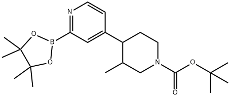 tert-butyl 3-methyl-4-(2-(4,4,5,5-tetramethyl-1,3,2-dioxaborolan-2-yl)pyridin-4-yl)piperidine-1-carboxylate Structure