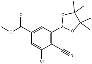 methyl 3-chloro-4-cyano-5-(4,4,5,5-tetramethyl-1,3,2-dioxaborolan-2-yl)benzoate 化学構造式