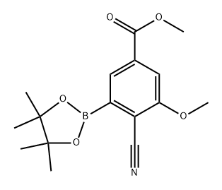 methyl 4-cyano-3-methoxy-5-(4,4,5,5-tetramethyl-1,3,2-dioxaborolan-2-yl)benzoate 化学構造式