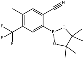 5-methyl-2-(4,4,5,5-tetramethyl-1,3,2-dioxaborolan-2-yl)-4-(trifluoromethyl)benzonitrile Structure