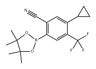 5-cyclopropyl-2-(4,4,5,5-tetramethyl-1,3,2-dioxaborolan-2-yl)-4-(trifluoromethyl)benzonitrile Struktur