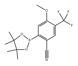 4-methoxy-2-(4,4,5,5-tetramethyl-1,3,2-dioxaborolan-2-yl)-5-(trifluoromethyl)benzonitrile Struktur