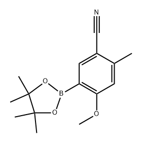 4-methoxy-2-methyl-5-(4,4,5,5-tetramethyl-1,3,2-dioxaborolan-2-yl)benzonitrile 化学構造式