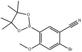 2-bromo-4-methoxy-5-(4,4,5,5-tetramethyl-1,3,2-dioxaborolan-2-yl)benzonitrile Struktur