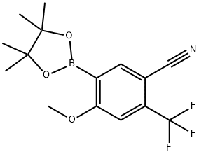 4-methoxy-5-(4,4,5,5-tetramethyl-1,3,2-dioxaborolan-2-yl)-2-(trifluoromethyl)benzonitrile Structure