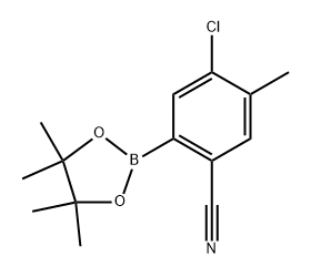 4-chloro-5-methyl-2-(4,4,5,5-tetramethyl-1,3,2-dioxaborolan-2-yl)benzonitrile 化学構造式