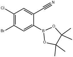 4-bromo-5-chloro-2-(4,4,5,5-tetramethyl-1,3,2-dioxaborolan-2-yl)benzonitrile 化学構造式