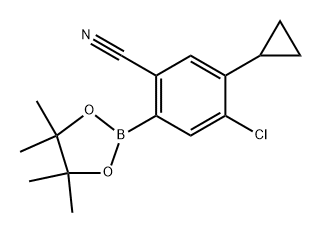 4-chloro-5-cyclopropyl-2-(4,4,5,5-tetramethyl-1,3,2-dioxaborolan-2-yl)benzonitrile Struktur