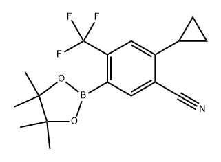 2-cyclopropyl-5-(4,4,5,5-tetramethyl-1,3,2-dioxaborolan-2-yl)-4-(trifluoromethyl)benzonitrile Struktur