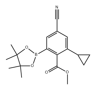 methyl 4-cyano-2-cyclopropyl-6-(4,4,5,5-tetramethyl-1,3,2-dioxaborolan-2-yl)benzoate Struktur