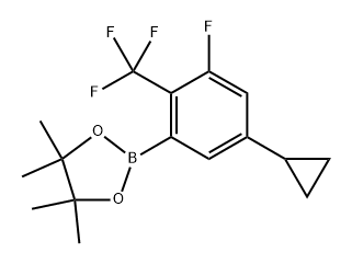 2-(5-cyclopropyl-3-fluoro-2-(trifluoromethyl)phenyl)-4,4,5,5-tetramethyl-1,3,2-dioxaborolane Struktur