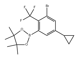 2-(3-bromo-5-cyclopropyl-2-(trifluoromethyl)phenyl)-4,4,5,5-tetramethyl-1,3,2-dioxaborolane Struktur