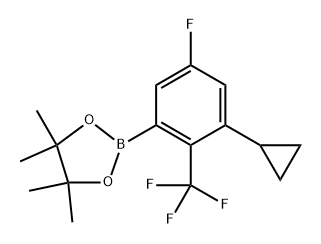 2-(3-cyclopropyl-5-fluoro-2-(trifluoromethyl)phenyl)-4,4,5,5-tetramethyl-1,3,2-dioxaborolane Struktur