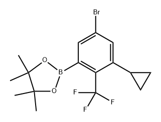 2-(5-bromo-3-cyclopropyl-2-(trifluoromethyl)phenyl)-4,4,5,5-tetramethyl-1,3,2-dioxaborolane Struktur