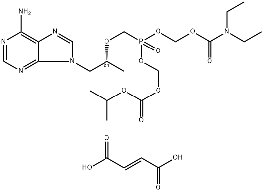 2,4,6,8-Tetraoxa-10-aza-5-phosphadodecanoic acid, 5-[[(1R)-2-(6-amino-9H-purin-9-yl)-1-methylethoxy]methyl]-10-ethyl-9-oxo-, 1-methylethyl ester, 5-oxide, (2E)-2-butenedioate (1:1) Structure
