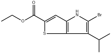 Ethyl 5-bromo-6-isopropyl-4H-thieno[3,2-b]pyrrole-2-carboxylate 化学構造式