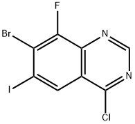 7-Bromo-4-chloro-8-fluoro-6-iodoquinazoline 化学構造式