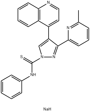 3-(6-甲基吡啶-2-基)-N-苯基-4-(喹啉-4-基)-1H-吡唑-1-硫代甲酰胺钠盐,2828431-89-4,结构式