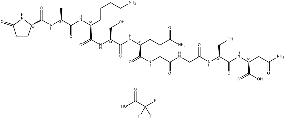 L-Asparagine, 5-oxo-L-prolyl-L-alanyl-L-lysyl-L-seryl-L-glutaminylglycylglycyl-L-seryl-, 2,2,2-trifluoroacetate (1:1) Structure