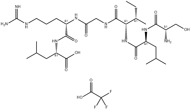 (2S,5S,11S,14S,17S)-17-氨基-11-((S)-仲丁基)-5-(3-胍基丙基)-18-羟基-2,14-二异丁基-4,7,10,13,16-五氧代-3,6,9,12,15-五氮杂十八烷-1-油酸三氟乙酸盐, 2828432-40-0, 结构式