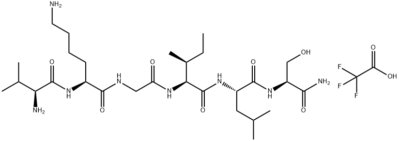 (S)-6-氨基-N-(2-(((2S,3S)-1-(((S)-1-(((S)-1-氨基-3-羟基-1-氧代丙-2-基)氨基)-4-甲基-1-氧代戊烷-2-基)氨基)-3-甲基-1-氧代戊烷-2-基)氨基)-2-氧代乙基)-2-((S)-2-氨基-3-甲基丁酰胺基)己酰胺 2,2,2-三氟乙酸酯,2828432-41-1,结构式