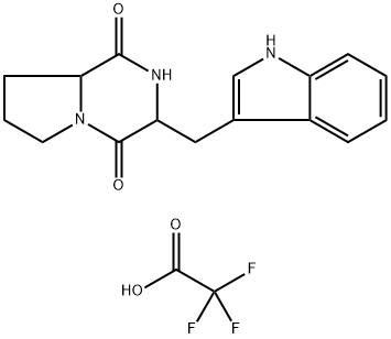 3-((1H-Indol-3-yl)methyl)hexahydropyrrolo[1,2-a]pyrazine-1,4-dione trifluoroacetate 化学構造式