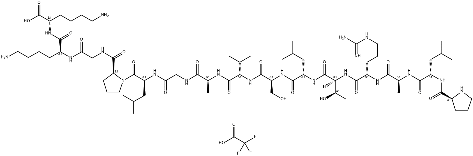 L-Lysine, L-prolyl-L-leucyl-L-alanyl-L-arginyl-L-threonyl-L-leucyl-L-seryl-L-valyl-L-alanylglycyl-L-leucyl-L-prolylglycyl-L-lysyl- trifluoroacetate Struktur